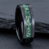 Men's 8mm Tungsten Beveled Edges Black Green Carbon Fiber Inlay Wedding Band